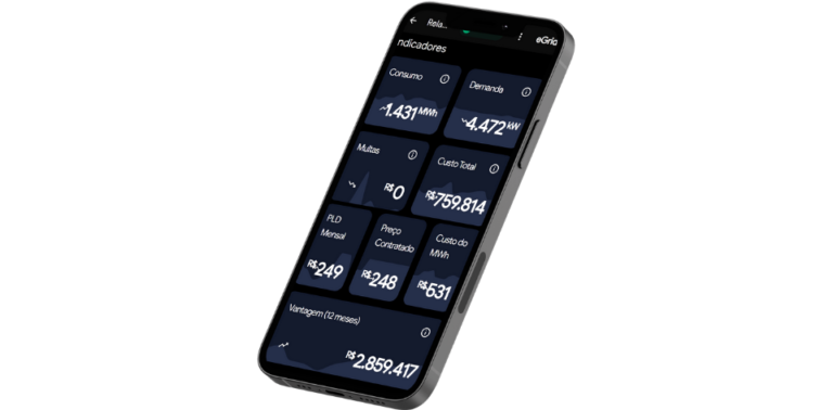 Celular com imagem do sistema eGrid